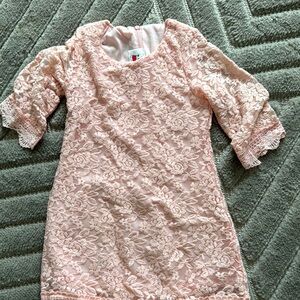 Pink Lace Dress with Floral Pattern